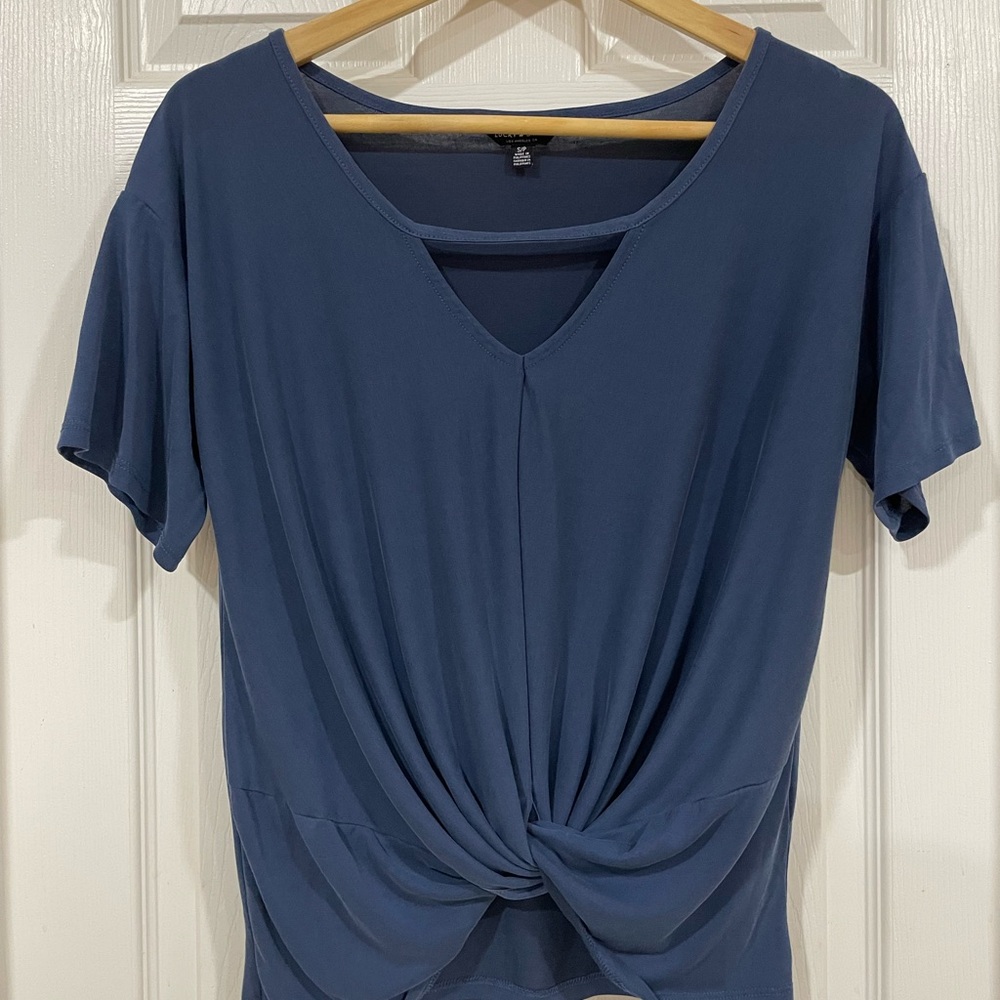 Lucky Brand Blue Tie Front Short Sleeve T-Shirt